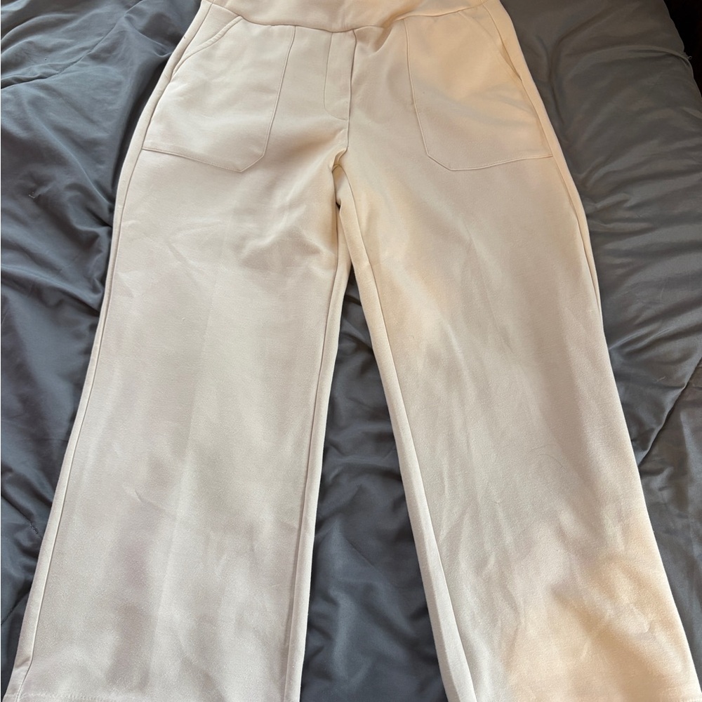 Jules & Leopold Cream Wide Leg Trousers
